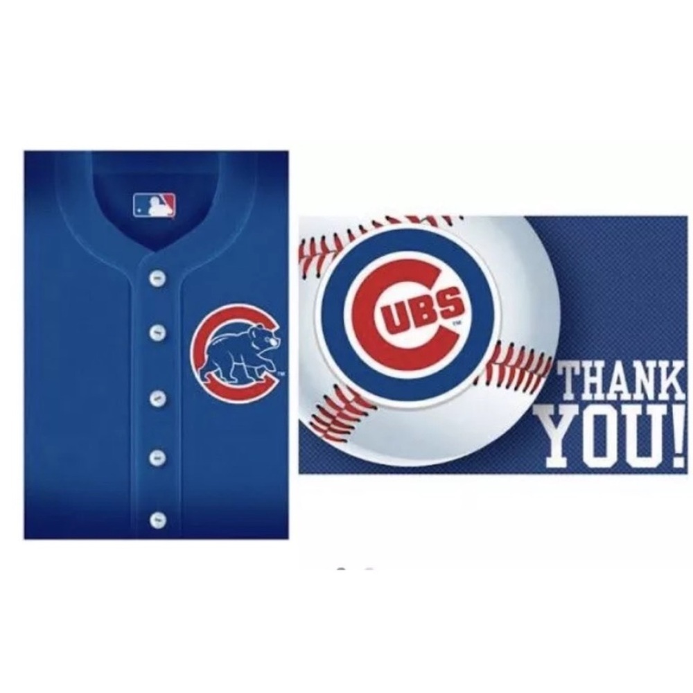 MLB Chicago Cubs Baseball Invitations and Thank You Cards - 2 Pack